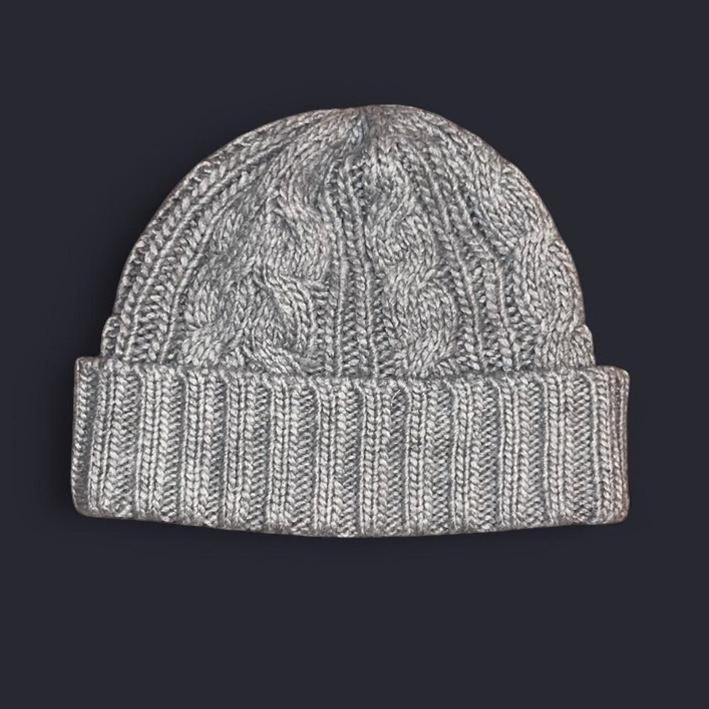 Grey cable knit MICHAEL by Michael Kors beanie hat